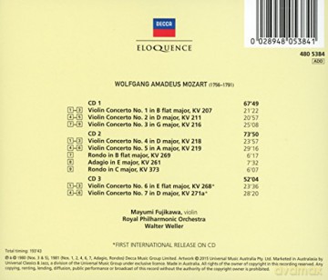 Mayumi Fujikawa Royal Philharmonic Orchestra Walter Weller: Mozart - Violin Concertos 1-7 [3CD]