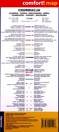 Chorwacja Słowenia Bośnia i Hercegowina, Serbia, Czarnogóra, Kosowo, Macedonia laminowana mapa samochodowa