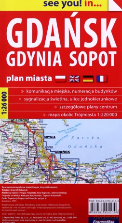 Gdańsk, Gdynia, Sopot papierowy plan miasta 1:26 000