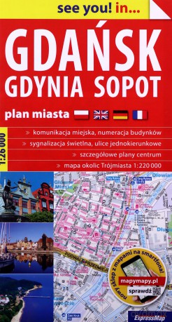 Gdańsk, Gdynia, Sopot papierowy plan miasta 1:26 000