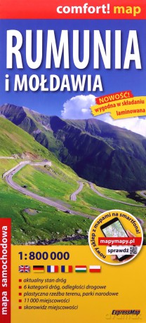 Rumunia i Mołdawia laminowana mapa samochodowa 1:800 000
