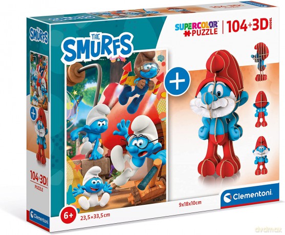 CLEMENTONI 104 el. + 3d The Smurfs 20341 [PUZZLE]