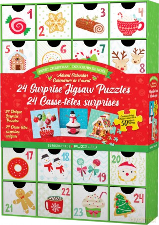 EUROGRAPHICS Kalendarz adwentowy 2022 puzzle Sweet Christmas 8924-5666 [PUZZLE]