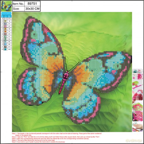 Mozaika diamentowa 5D kit 30x30 cm BUTTERFLY 89751