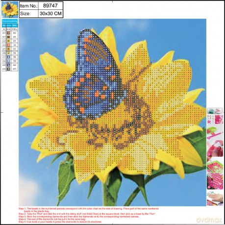 Mozaika diamentowa 5D kit 30x30 cm SUNFLOWER 89747