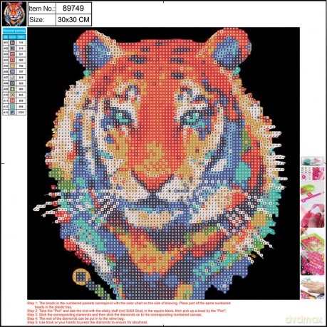 Mozaika diamentowa 5D kit 30x30 cm TIGER 89749