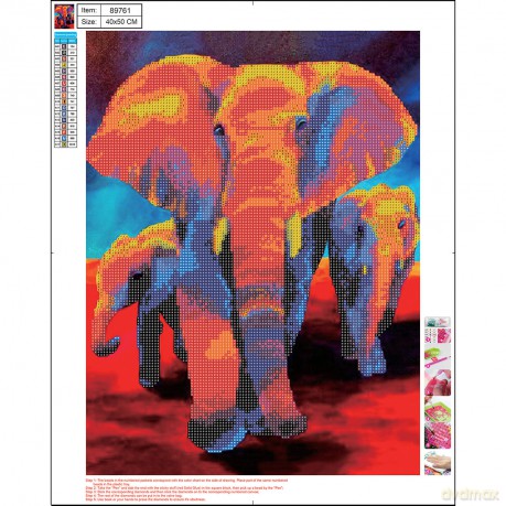 Mozaika diamentowa 5D kit 40x50 cm ELEPHANT 89761