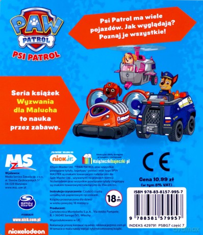 Pojazdy piesków. Wyzwania dla malucha. Psi Patrol [KSIĄŻKA]