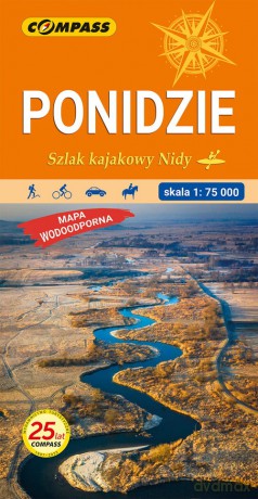 Ponidzie Szlak kajakowy Nidy Mapa wodoodporna laminowana 1:75 000