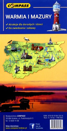 Warmia i Mazury Mapa atrakcji turystycznych 1:225 000