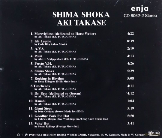 Aki Takase: Shima Shoka [CD]