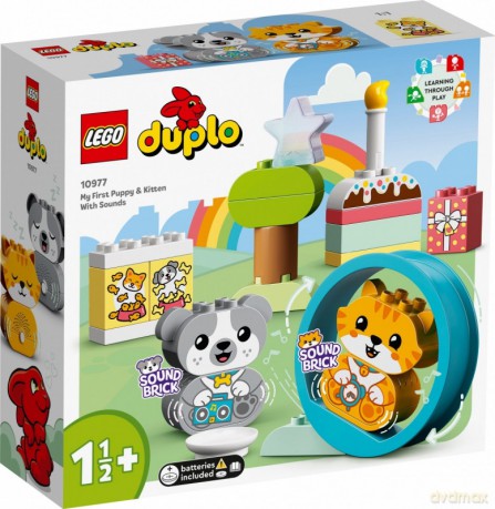 LEGO DUPLO Mój pierwszy szczeniak i kotek z odgłosami (10977) [KLOCKI]