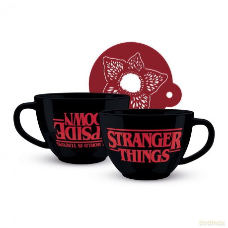 Stranger Things The World Is Turning Upside Down Cappuccino Kubek i szablon