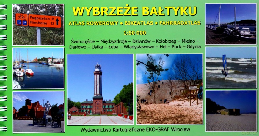 Wybrzeże Bałtyku 1:50 000 atlas rowerowy trasa R10, R13 [KSIĄŻKA]