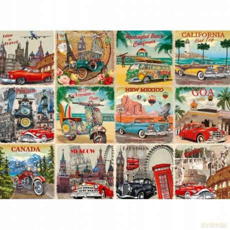 BLUEBIRD 3000 el. Stare plakaty z autami [PUZZLE]