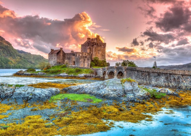 BLUEBIRD 3000 el. Zamek Eilean Donan o zachodzie słońca [PUZZLE]