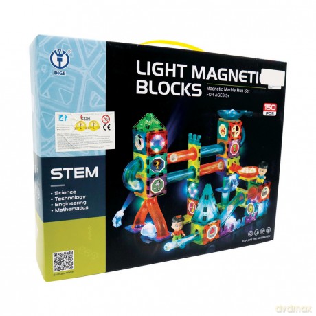 Klocki magnetyczny zjeżdżalnia ze światłem 150 el [KLOCKI]