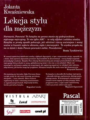 Lekcja Stylu Dla Mężczyzn (twarda) - Jolanta Kwaśniewska [KSIĄŻKA]