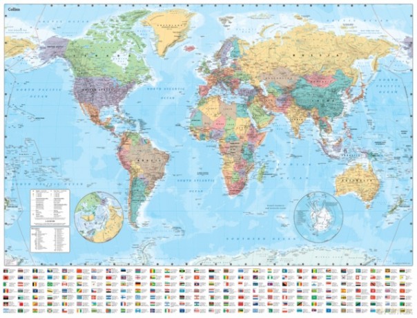 Collins World Wall Paper Map - Collins Maps [KSIĄŻKA]