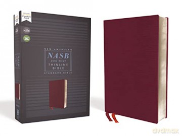 NASB, Thinline Bible, Bonded Leather, Burgundy, Red Letter Edition, 1995 Text, Comfort Print [KSIĄŻKA]