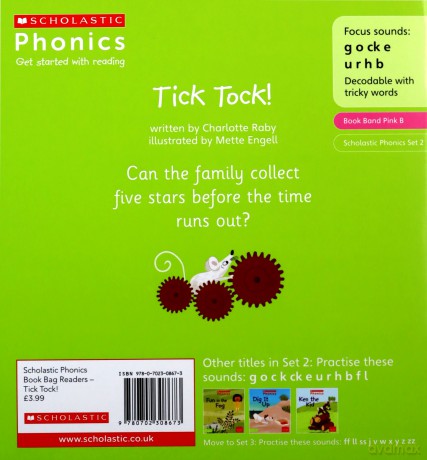 Phonics Readers: Tick Tock! Decodable phonic reader for Ages 4-6 exactly matches Little Wandle Letters and Sounds Revised - Phase 2 (Phonics Book Bag Readers) - Raby Charlotte [KSIĄŻKA]