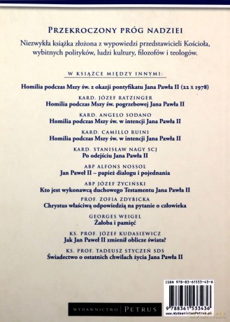 Przekroczony Próg Nadziei Czas Pamięci - Angelo Sodano, Camilio Ruini, Alfons Nossol, Stanisław Nagy, Tadeusz Styczeń, Zofia Zdybicka, Józef [KSIĄŻKA]