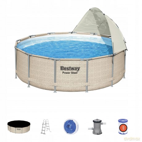 Basen stalażowy owalny Pro Steel 457x250x100 cm 56620 BESTWAY