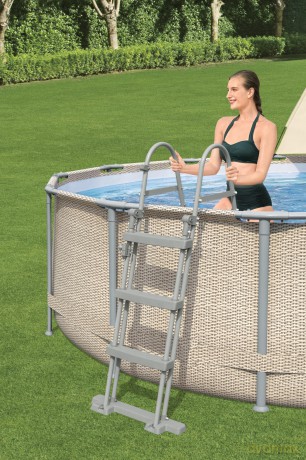 Basen stalażowy owalny Pro Steel 457x250x100 cm 56620 BESTWAY