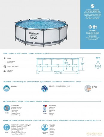 Basen stalażowy Steel Pro MAX 366x76 cm 56416 BESTWAY