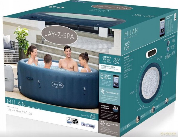 Dmuchany Basen Jacuzzi z Hydromasażem Lay-Z-Spa Milan 60029 BESTWAY