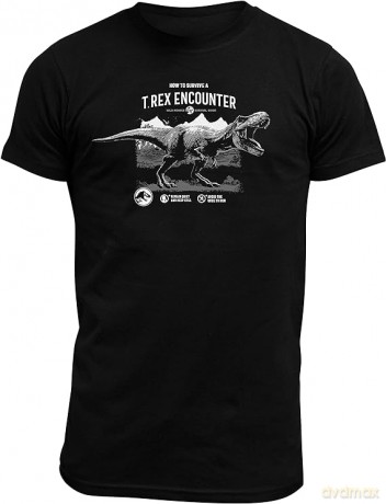 JURASSIC WORLD - T-shirt Survive to a T-Rex SS black- basic