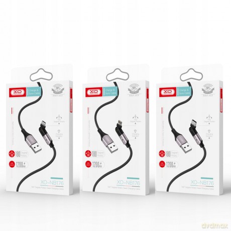 XO kabel NB176 USB - USB-C 2.4A 1,2m czarny ruchome złącze