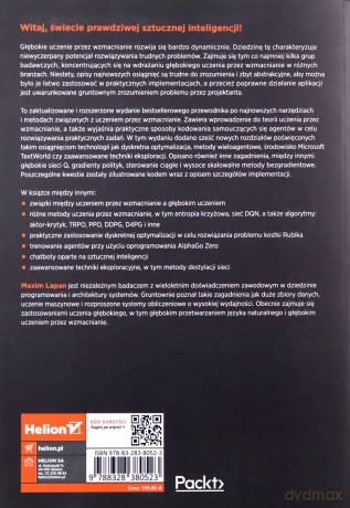 Głębokie uczenie przez wzmacnianie. Praca z chatbotami oraz robotyka, optymalizacja dyskretna i auto - Maxim Lapan [KSIĄŻKA]