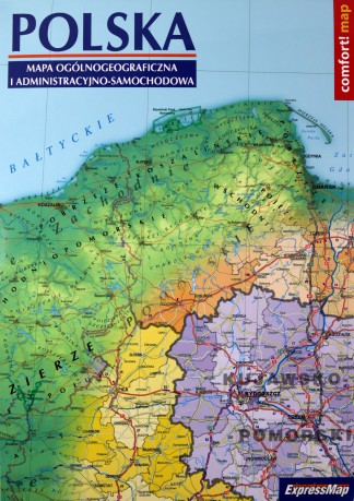 Polska Mapa ogólnogeograficzna i administracyjno-samochodowa laminowana mapa XXL 1:1 000 000