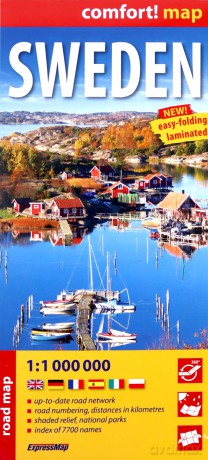 Szwecja Sweden laminowana mapa samochodowa 1:1 000 000