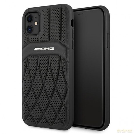 AMG AMHCN61OSDBK iPhone 11 6,1" czarny/black hardcase Leather Curved Lines