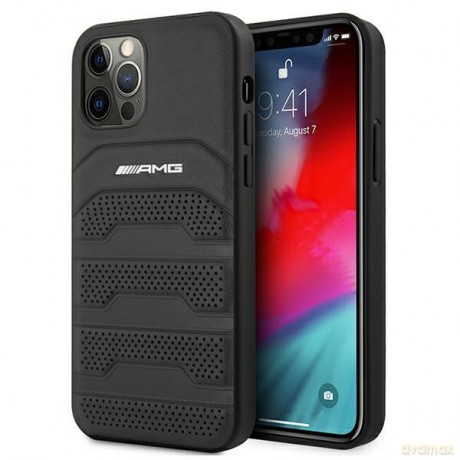 AMG AMHCP12MGSEBK iPhone 12/12 Pro 6,1" czarny/black hardcase Leather Debossed Lines