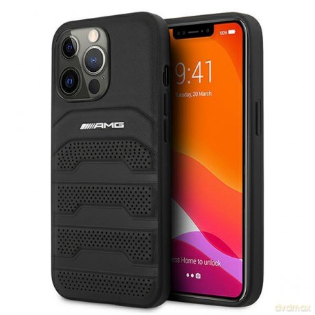 AMG AMHCP13XGSEBK iPhone 13 Pro Max 6,7" czarny/black hardcase Leather Debossed Lines