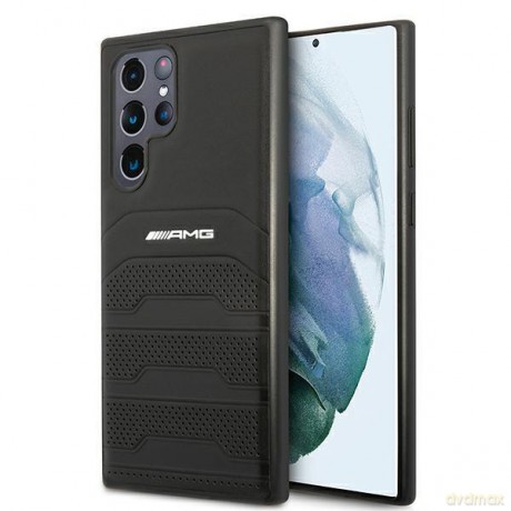 AMG AMHCS22LGSEBK S22 Ultra S908 czarny/black hardcase Leather Debossed Lines