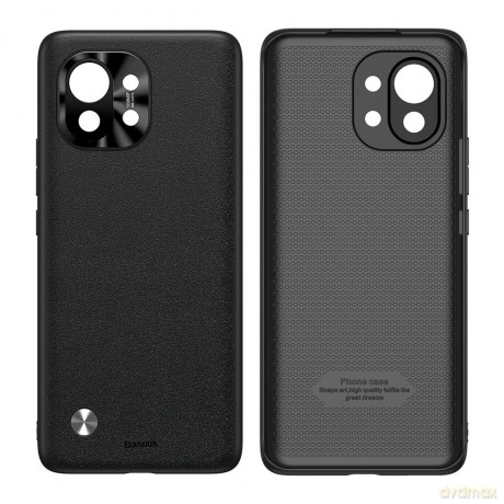 Baseus Alloy Leather Case wytrzymałe etui pokrowiec z osłoną na aparat Xiaomi Mi 11 czarny (WIXM11-01)