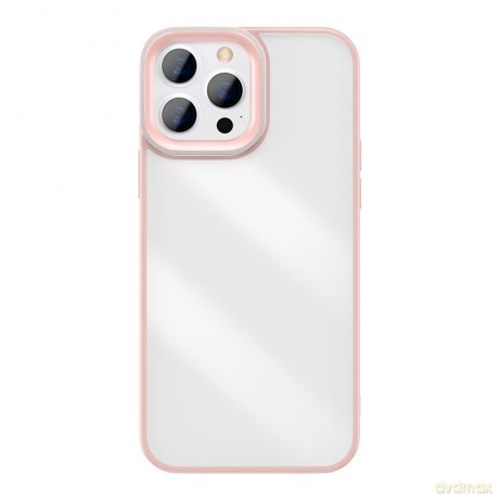 Baseus Crystal Phone Case pancerne etui do iPhone 13 Pro Max z żelową ramką różowy (ARJT001104)
