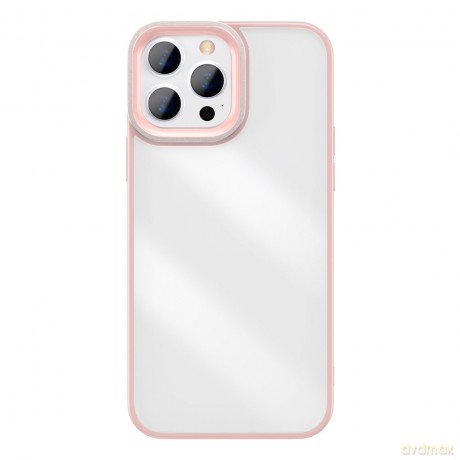 Baseus Crystal Phone Case pancerne etui do iPhone 13 Pro z żelową ramką różowy (ARJT001004)