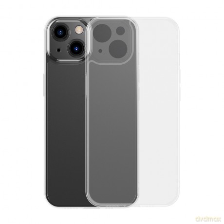 Baseus Frosted Glass Case etui pokrowiec do iPhone 13 sztywna obudowa z żelową ramką przezroczysty (ARWS000002)