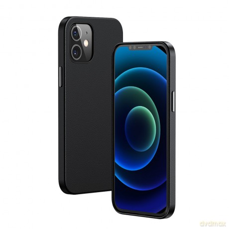 Baseus Magnetic Leather Case etui ze skóry ekologicznej z magnetycznym uchwytem iPhone 12 mini czarny (kompatybilny z MagSafe)