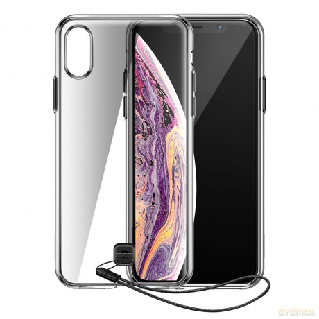 Baseus Transparent Key usztywnione etui z żelową ramką iPhone XS Max czarny (WIAPIPH65-QA01)