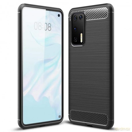 Carbon Case elastyczne etui pokrowiec Huawei P40 czarny