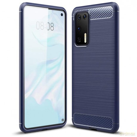 Carbon Case elastyczne etui pokrowiec Huawei P40 Pro niebieski