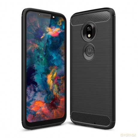 Carbon Case elastyczne etui pokrowiec Motorola Moto G7 Play czarny