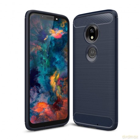 Carbon Case elastyczne etui pokrowiec Motorola Moto G7 Play niebieski