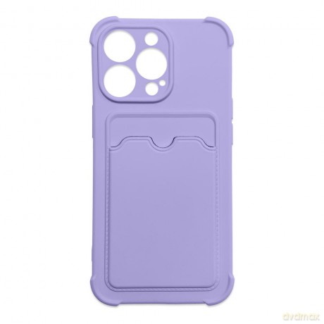 Card Armor Case etui pokrowiec do iPhone 13 Pro Max portfel na kartę silikonowe pancerne etui Air Bag fioletowy